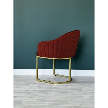 SHELL chair, 56 × 63 × 83 cm, red color, gold frame-1