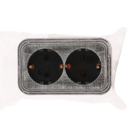 Rosette "Elect" Ra 16-238-hour, 16 A, 250 V, double, open, with salary, black under silver-2