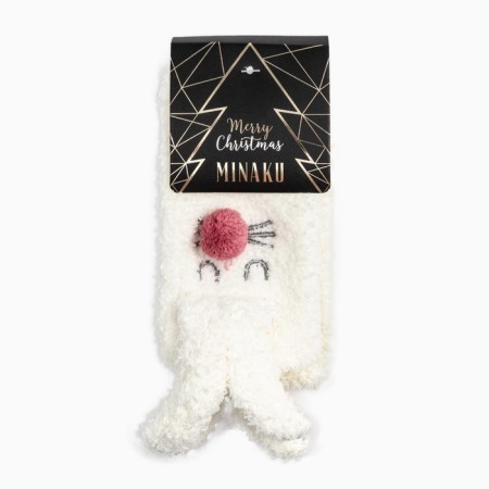 Women's terry terry minku with ears, white color, size 36-39 (23-25 ​​cm)-4