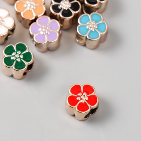 Beads for creativity plastic "Flower Bright middle" mix set 10 pcs 1.1x1 cm-1