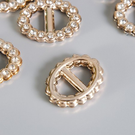 Decor for creativity plastic buckle "oval" gold with rhinestones 2.3x1.9x0.2 cm-2