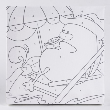 Picture on numbers for children "Duck on vacation", 17x17 cm-2