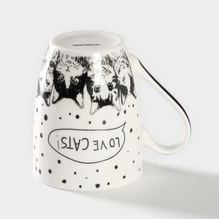 Ceramic share mug “Cats are love”, 350 ml, white color-2