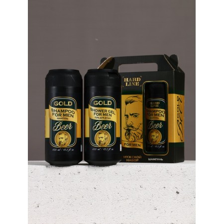 Hard Line set Gold Beer, shower gel and hair shampoo, 2x400