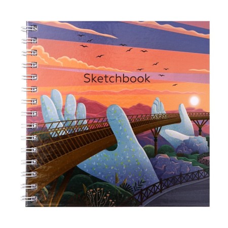 Sketchbook 195 x 195 mm, 80 sheets on the crest "Landscape", solid cover, block 100 g/m²
