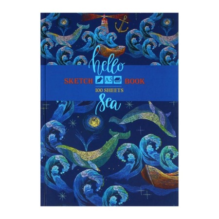 A5 sketchbook, 100 sheets Hello Sea, hard cover, matte lamination, offset block 100g/m²