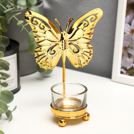 Summary Metal for 1 candle "Butterfly" gold 13x11x6.7 cm-1