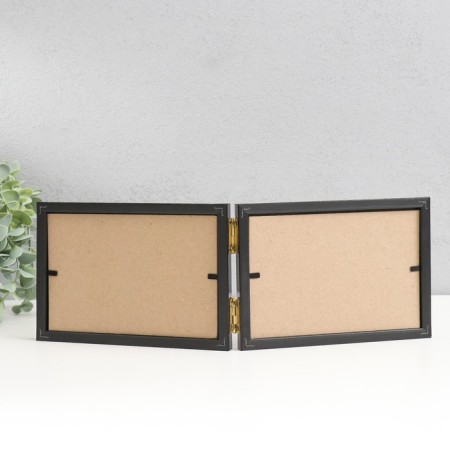 Photo frame plastic 10x15 cm, double horizontal, black-2