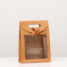 Box-pack, craft, with a window, 26 x 19 x 9 cm