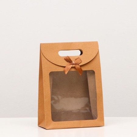 Box-pack, craft, with a window, 26 x 19 x 9 cm