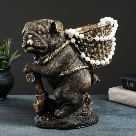 Steam for the little things "Pug with a basket on the back" 13x24x25 cm, bronze with gilding