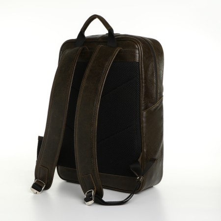 City backpack made of genuine leather with lightning, igermann, green color-1