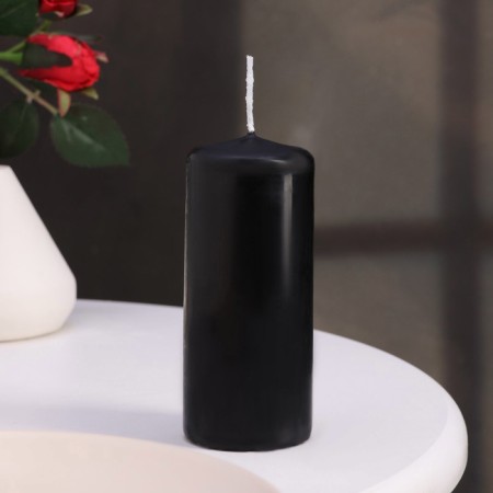 Candle cylinder, 5x11.5 cm, set 3 pcs, black-1