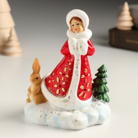 Souvenir Polystone "Snow Maiden with a bunny in the forest" 9.8x8x12.2 cm