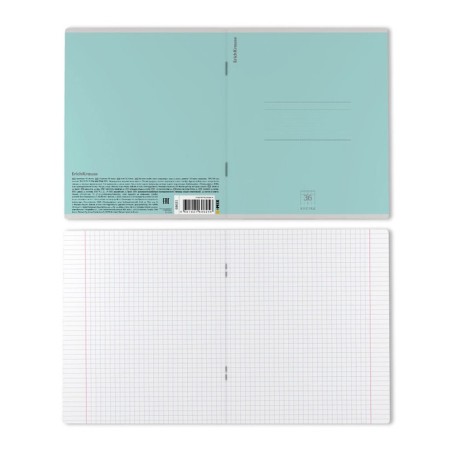 A notebook of 36 sheets in the Erichkrause "Nature Colors" cage, cover coated cardboard, offset unit, mix-6