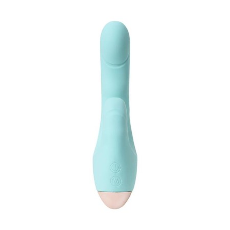 Vibrator with clitoral stimulant L’Eroina by Toyfa Crystal, silicone, blue color, 18.3 cm-2