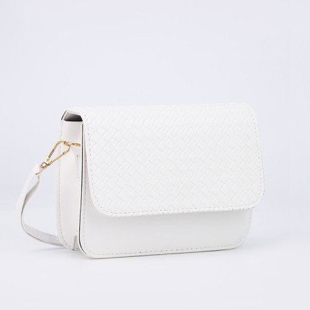 Bag's bag with lightning, long belt, white color