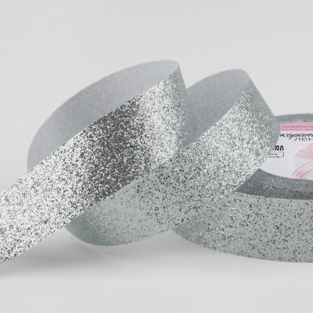Decorative tape "Squeezes", 25 mm × 9.1 ± 0.5 m, silver color