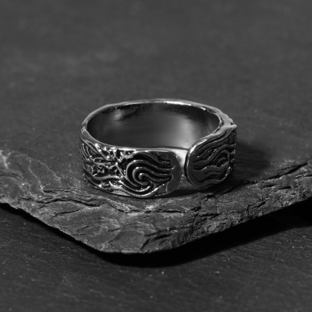 The ring "yin-yang", the color is black silver, dimensionless-5