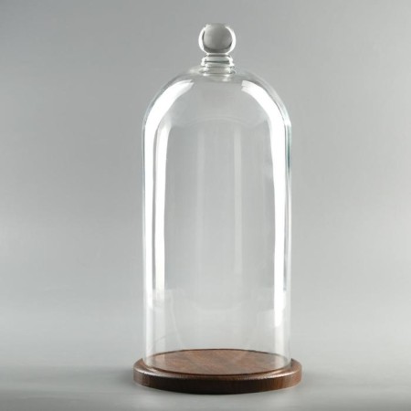 Glass dome-redflower with a ball on the stand "Rodrik", 34x15 cm, glass, brown-1