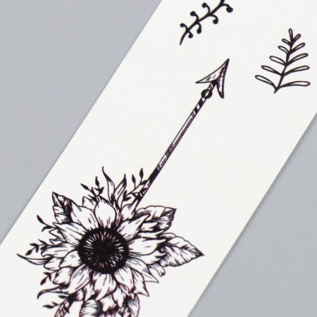 Tattoo on the body black "arrows and sunflower" 20.8x4.7 cm-2