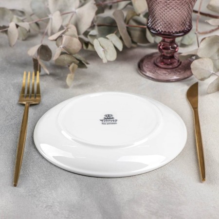 Porcelain porcelain plate with a thickened edge Wilmax Olivia Pro, D = 18 cm, white color-3