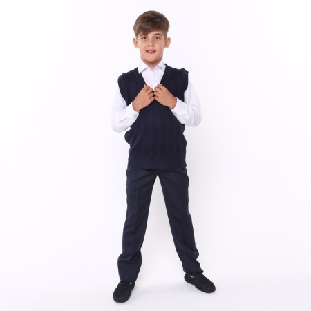 School vest for a boy, blue color, height 128-134 cm-1