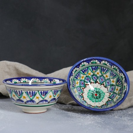 Tea set of 9 objects Rishtan ceramics (kettle 0.8l, bowls- 0.2)-7