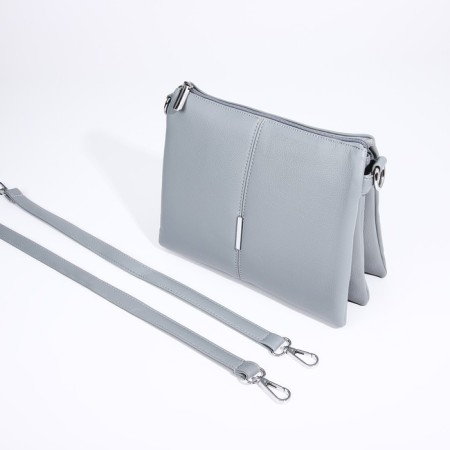 Bag Cross-Bodi with a zipper, 2 external pockets, the color of a gray-blue-5