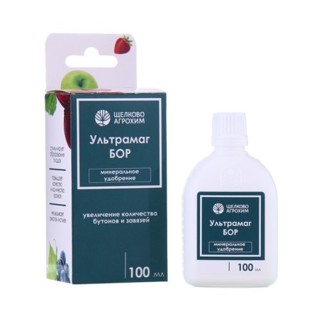 Liquid bore -containing microfuiting ultramag of boron, for leafy top dressing of basic crops, 100 ml