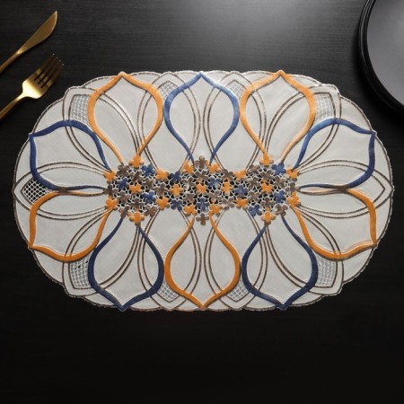 Openwork napkin for the table "Flower", 45 × 30 cm, white color-4