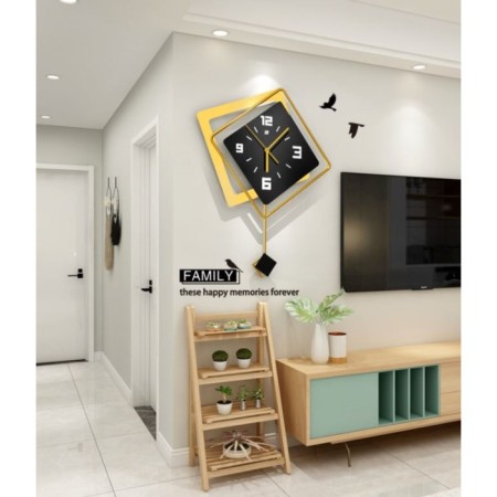 Wall clock, series: pendulum, "geometry", smooth move, 40 x 53 cm-1