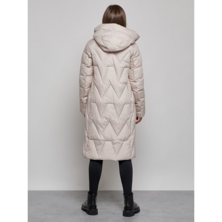 Coat insulated winter female, size 50, beige color-3