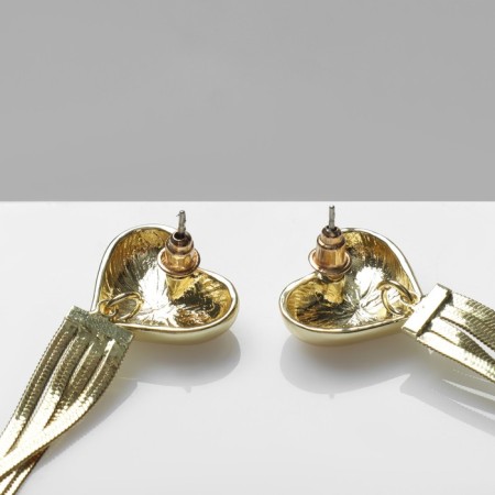 Hanging earrings "stereo" heart, color gold-1