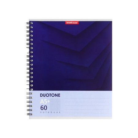 A notebook of 60 sheets in a cage on a spiral Erichkrause Duotone Next, cover coated cardboard, hard substrate, offset unit, white 100%, mix-3