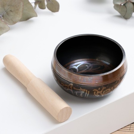 Musical instrument singing bowl Music Life, black with patterns, 8 cm-1