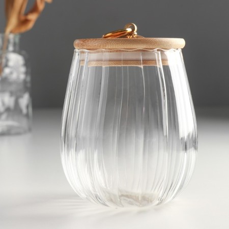 Bank for candles glass with a “relief” lid 750 ml 11.5x11.5x12.5 cm