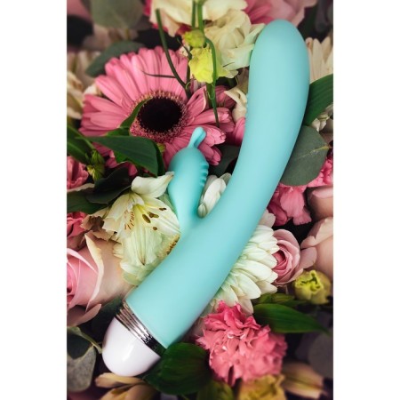 Flovetta by Toyfa Iris vibrator with clitoral stimulator, silicone, 22 cm, blue color-9