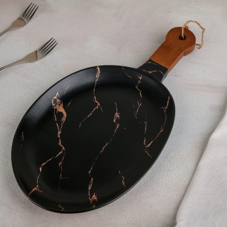 Ceramic dish for the supply "Marbl", 38 × 20 cm, black color