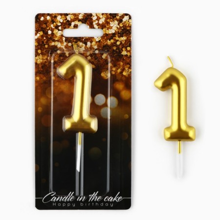 Candle for the cake, number "1", gold, 4 x 10 cm.-1