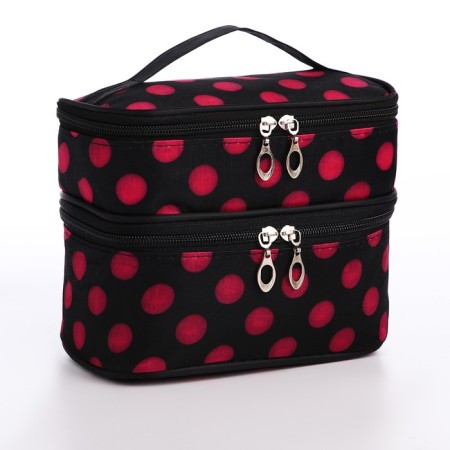Cosmetic bag, 2 parts on lightning, black/pink color