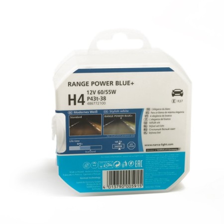 Auto Stuffing Narva +30% Range Power Blue, H4 P43T-38, 12 V, 60/55 W, 48677 RPB S2, 2pcs.-1