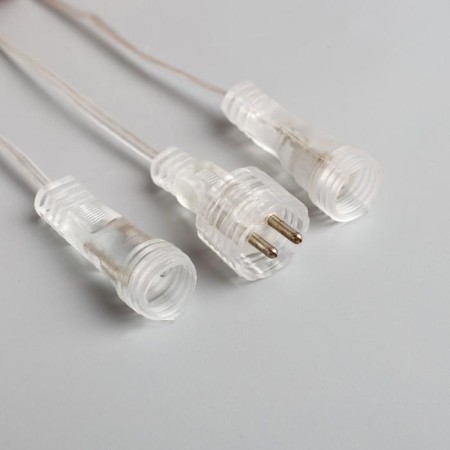 Garland "icicles rhyflated" 2.5 × 0.42 m, IP65, transparent thread, 288 LED, glow blue with a drain effect, 12 V-6