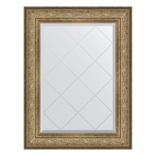 Mirror with engraving in the baguette frame, vignette antique bronze 109 mm, 70x93 cm