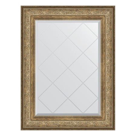 Mirror with engraving in the baguette frame, vignette antique bronze 109 mm, 70x93 cm