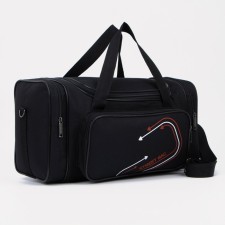 Road bag on lightning, 3 outer pockets, long belt, black/red color