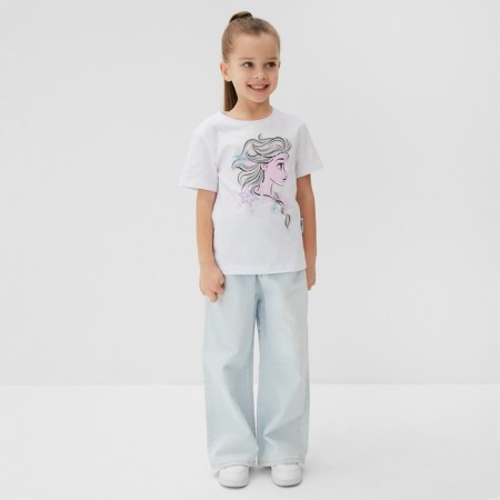 Children's T-shirt "Elsa", cold heart, height 98-104, white-1