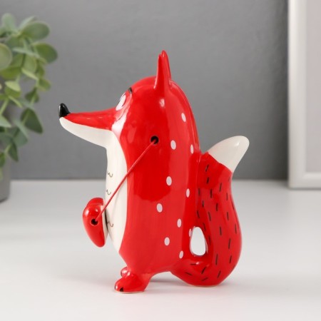 Souvenir ceramics "fox with heart" red with gold 14x5.8x11 cm-2