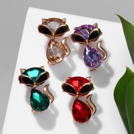Brooch "cat" precious, color mix (indivisible packing 12 pcs., Price per pcs.)-1