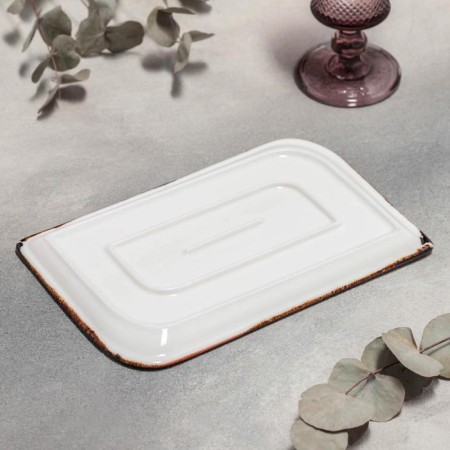 Porcelain rectangular "Lateritis", 24 × 15 cm, orange color-2